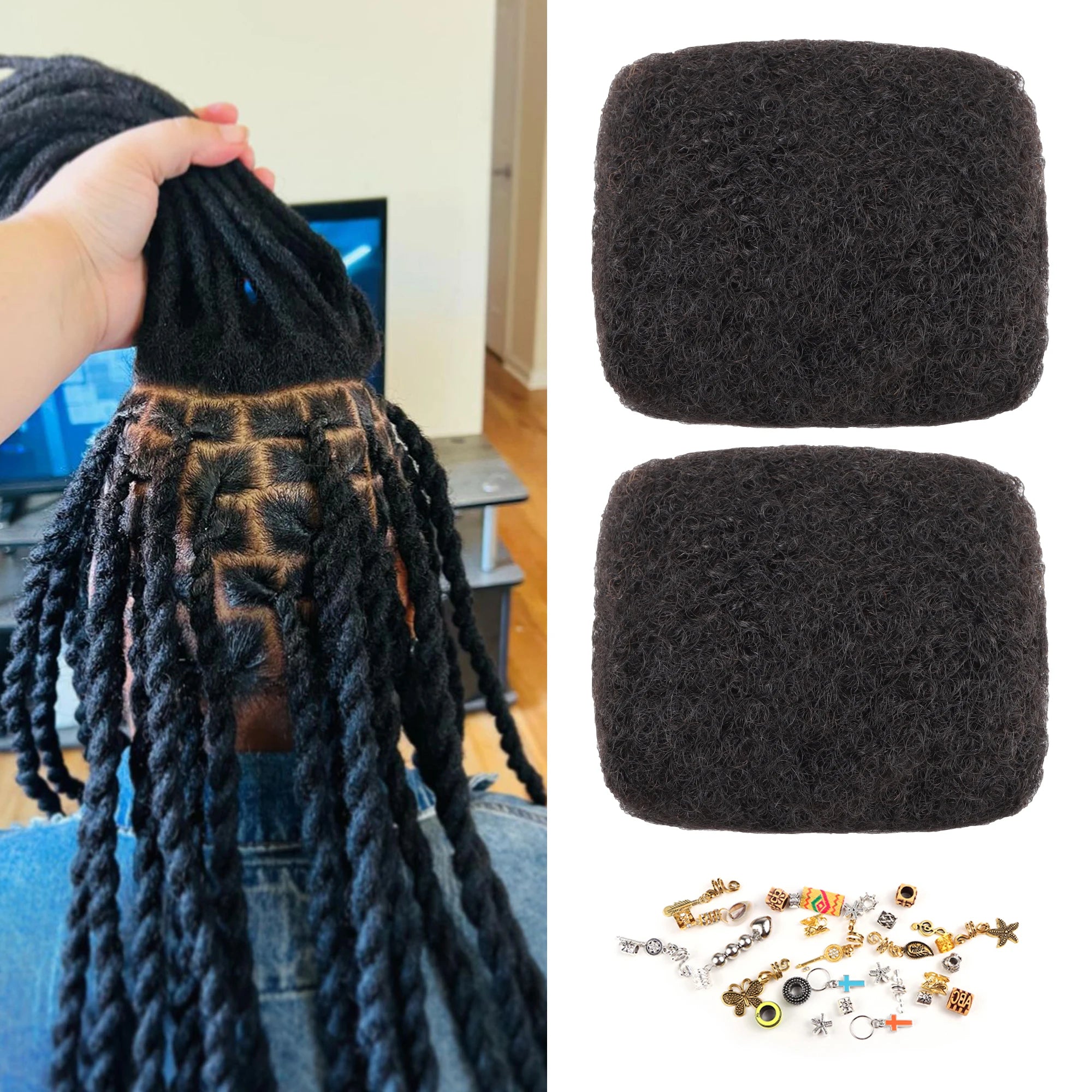 Vast Wholesale Tight Afro Kinky Hair Bulk 100% Human For DreadLocks Off Black 8 inch