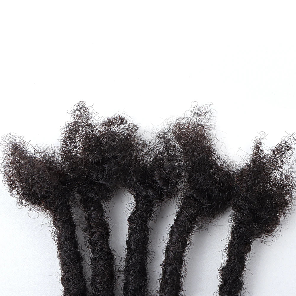 AHVAST 0.4cm 0.6cm 0.8cm Width 100%Human Hair Textured Loc Extension Natural Hair Curly Hair,Full Handmade Permanent Hair