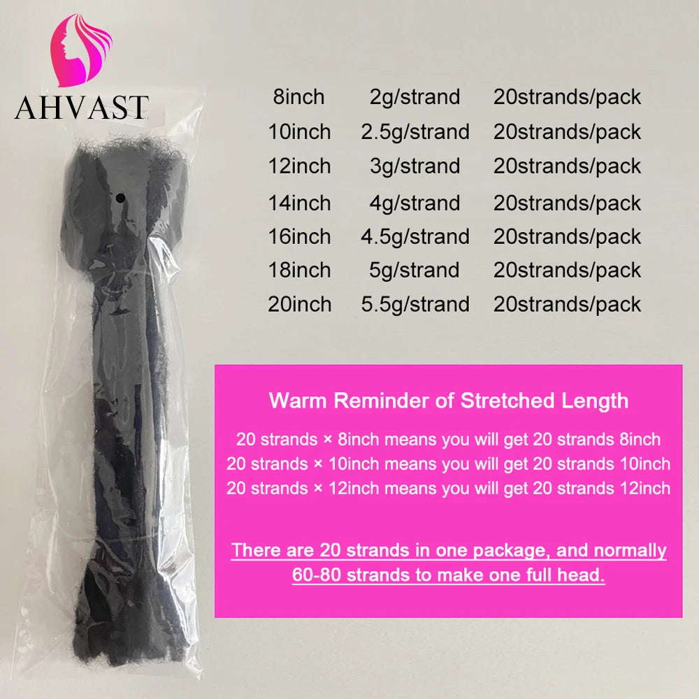 VAST Human Dreadlock Handmade Crochet Braiding Dreadlocks Hair Extension Natural Color Human Hair Extension