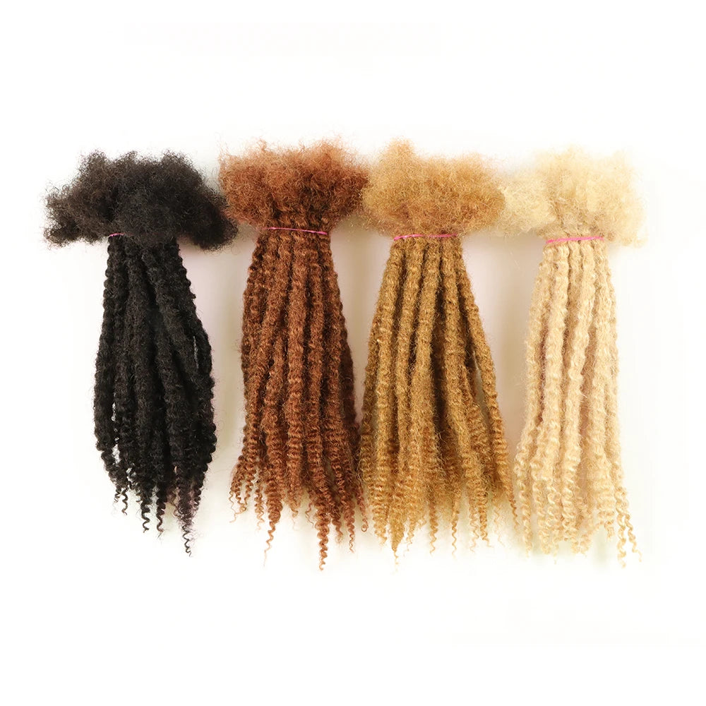 AHVAST 0.4cm 0.6cm 0.8cm Width 100%Human Hair Textured Loc Extension Natural Hair Curly Hair,Full Handmade Permanent Hair