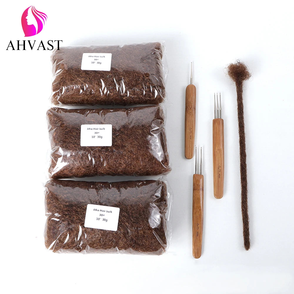 AHVAST Cheap Afro Kinky Hair Bulk Dread LOCS Extensions Dread Hair Extensionsr Braid Hair free shipping Natural black color