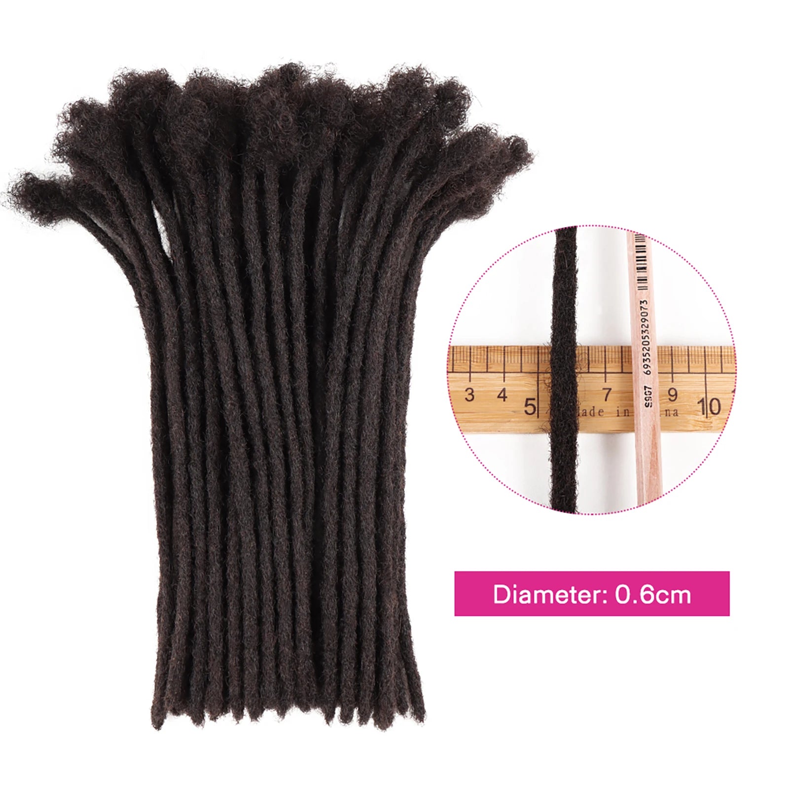 AHVAST 0.2cm 0.4cm 0.6cm 0.8cm Dread Locks Crochet Hair 100% Real Human Hair Handmade Mirco Dreadlocks Extension For Men Women