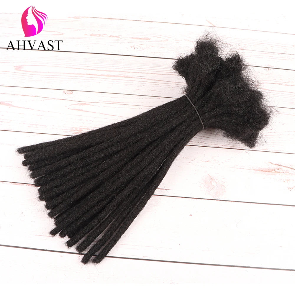 AHVAST 4inch and 6inch Natural black Color Dreads Extensions 100% Full Handmade Human Hair Soft Dreadlocks 60 Strands