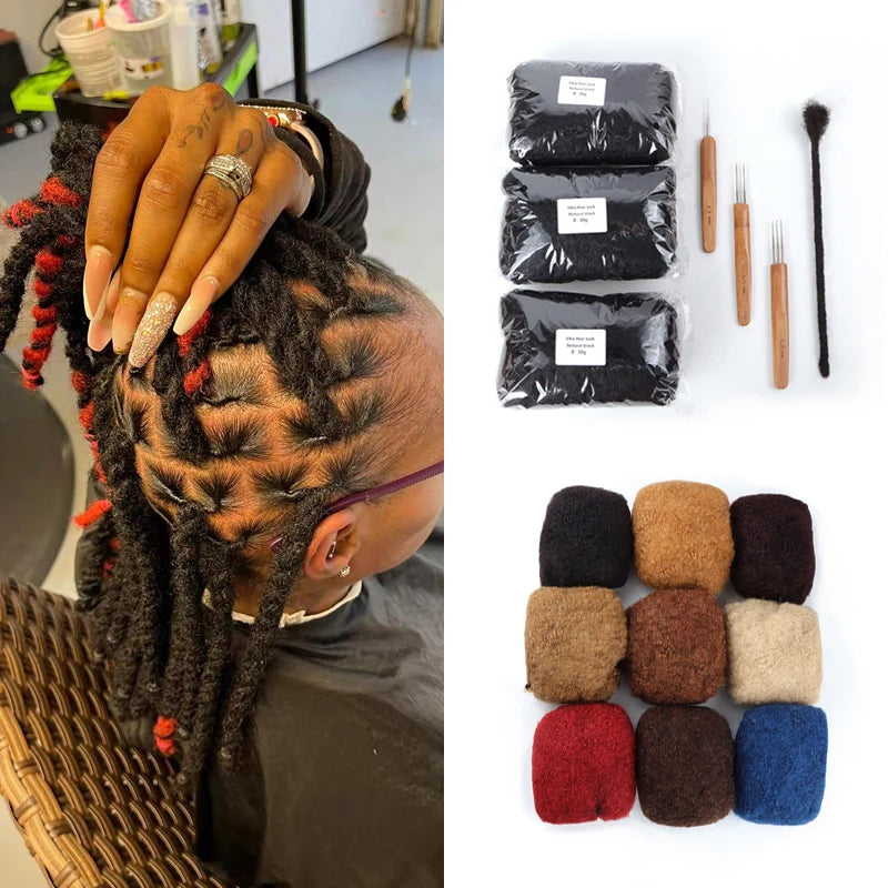 AHVAST 100% Afro Kinky Bulk Human Hair - Dreadlocks, Loc Repair, Extensions, Twist, Braids 8" 30Grams Dye Friendly