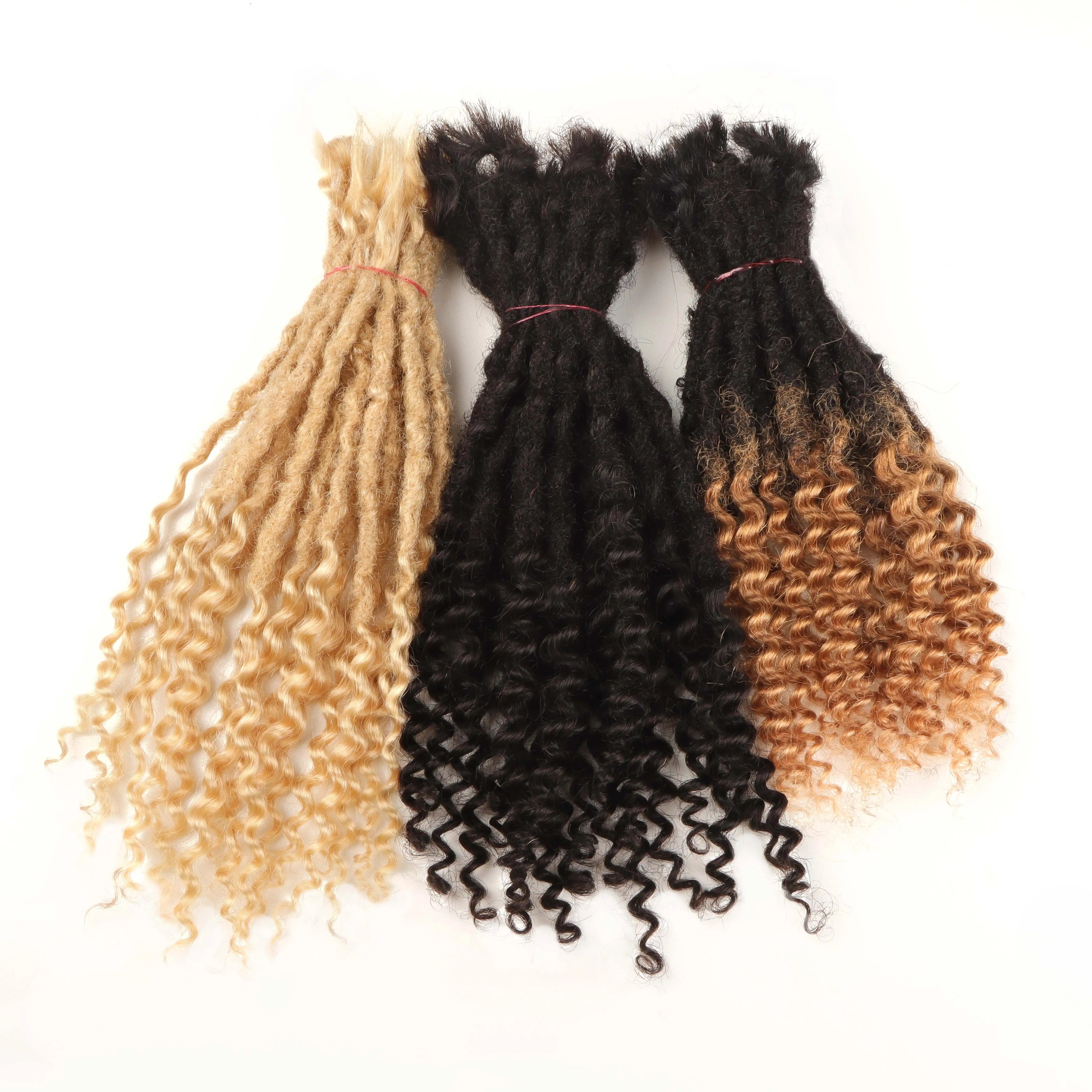 AHVAST 0.4cm 0.6cm 0.8cm Width 100%Human Hair Textured Loc Extension Natural Hair Curly Hair,Full Handmade Permanent Hair