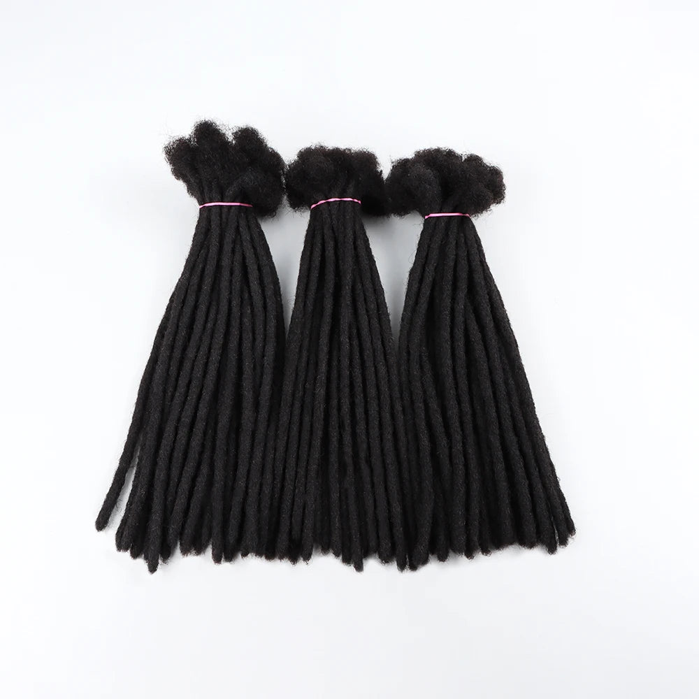 AHVAST 4inch and 6inch Natural black Color Dreads Extensions 100% Full Handmade Human Hair Soft Dreadlocks 60 Strands