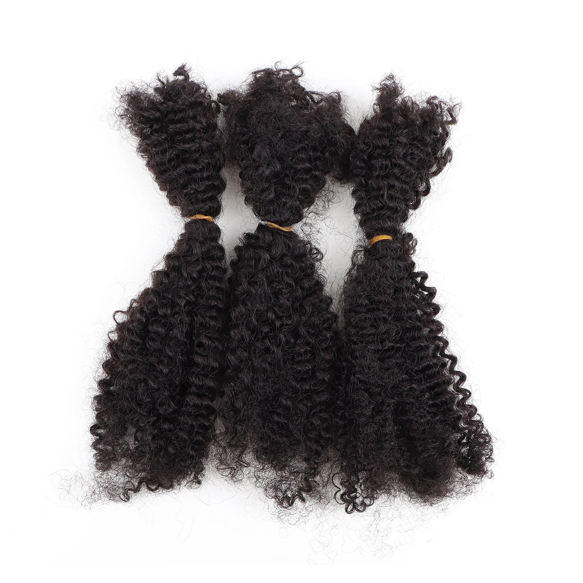 Afro Kinky Curly Locks Hair Extensions Microlocs Human Braiding Hair Bulk Hair For Braiding Natural Black Crochet Braids 4B 4C
