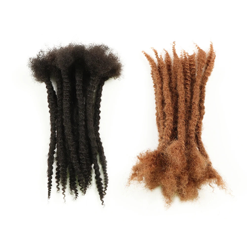 AHVAST 0.4cm 0.6cm 0.8cm Width 100%Human Hair Textured Loc Extension Natural Hair Curly Hair,Full Handmade Permanent Hair
