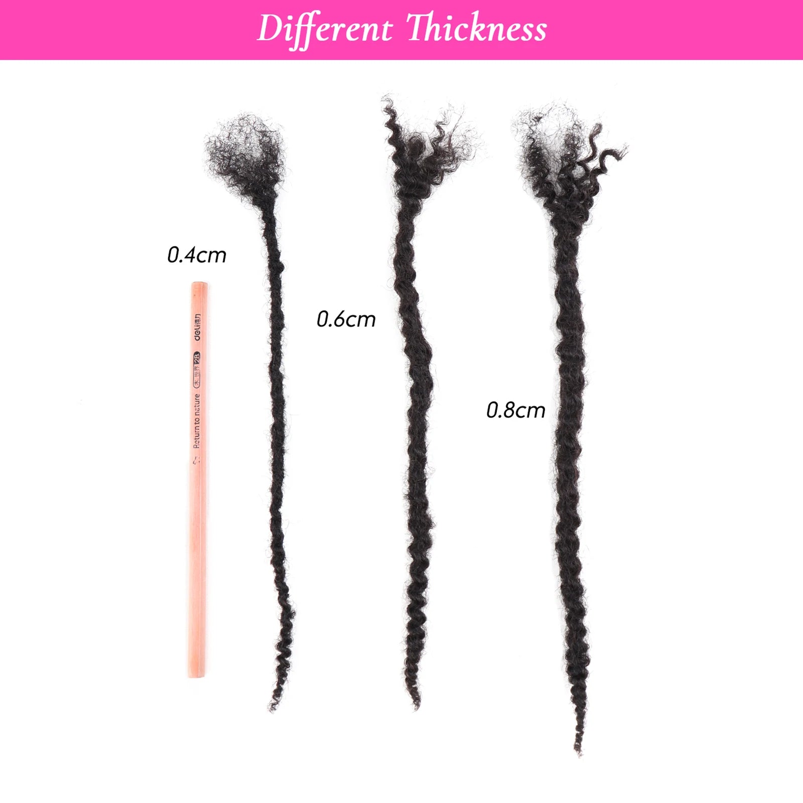 AHVAST Textured Locs 8-30inch 0.4 0.6 and 0.8 Thickness Options 100% Real Human Hair Dreadlock Extensions for Man/Women Handmade