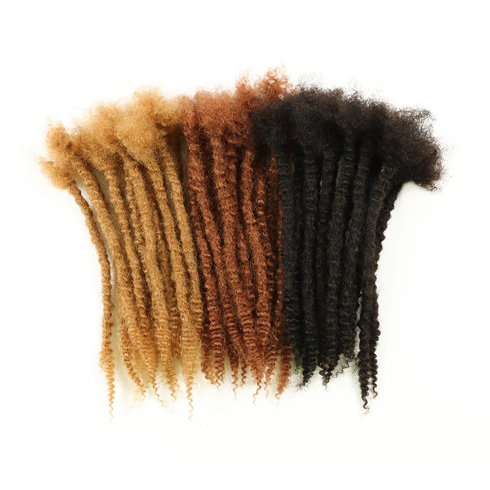 AHVAST 0.4cm 0.6cm 0.8cm Width 100%Human Hair Textured Loc Extension Natural Hair Curly Hair,Full Handmade Permanent Hair