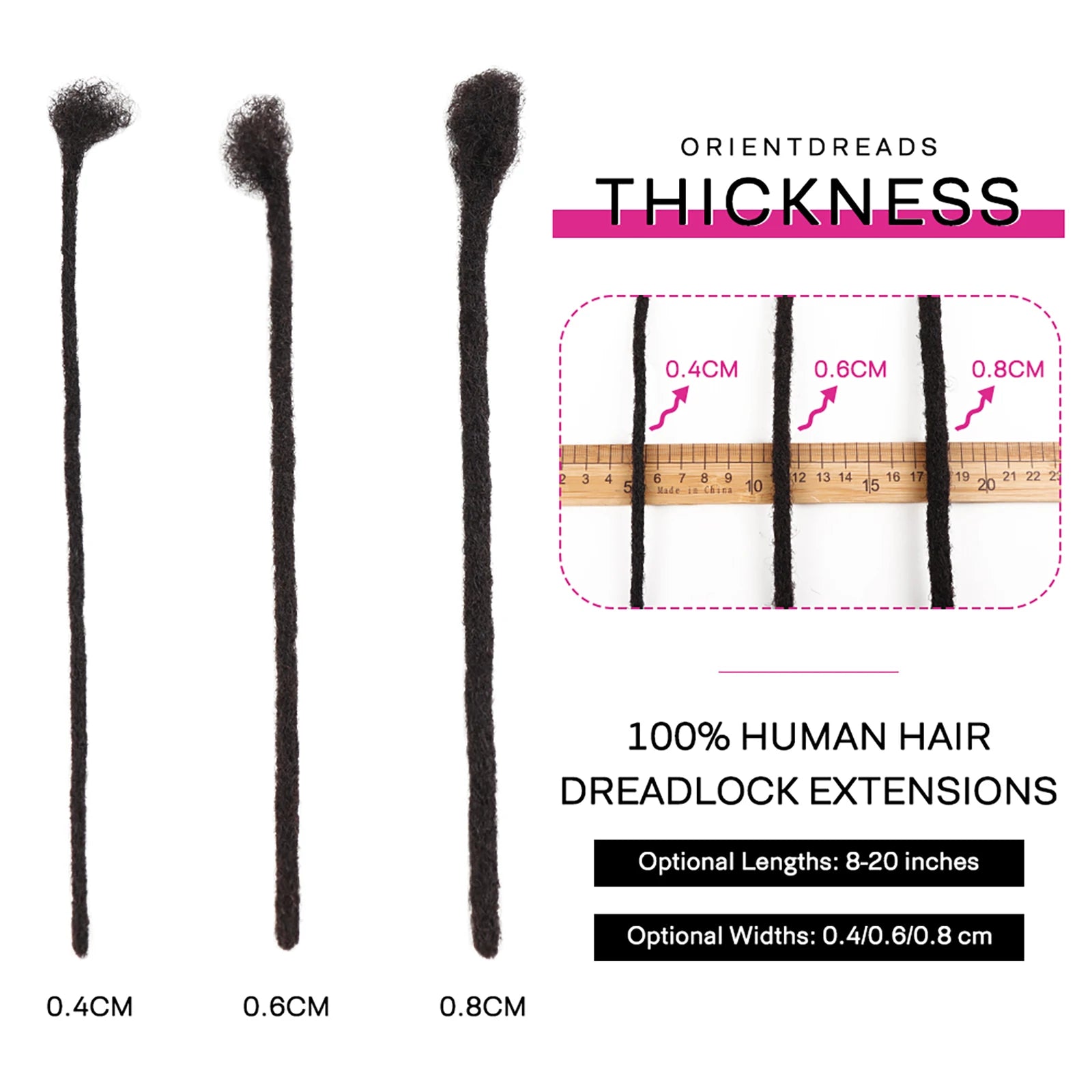 AHVAST 0.2cm 0.4cm 0.6cm 0.8cm Dread Locks Crochet Hair 100% Real Human Hair Handmade Mirco Dreadlocks Extension For Men Women