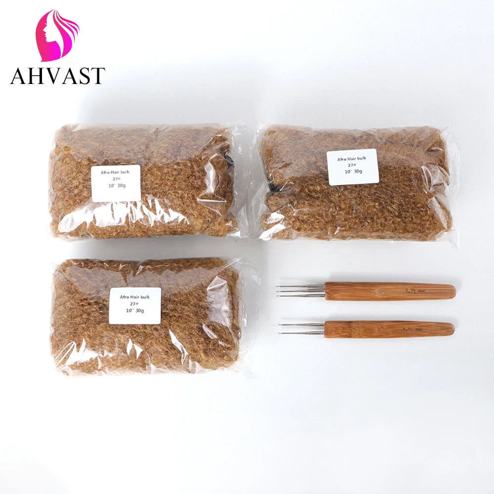 AHVAST Cheap Afro Kinky Hair Bulk Dread LOCS Extensions Dread Hair Extensionsr Braid Hair free shipping Natural black color