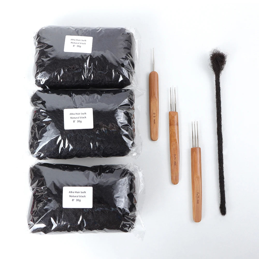 AHVAST Cheap Afro Kinky Hair Bulk Dread LOCS Extensions Dread Hair Extensionsr Braid Hair Natural black color