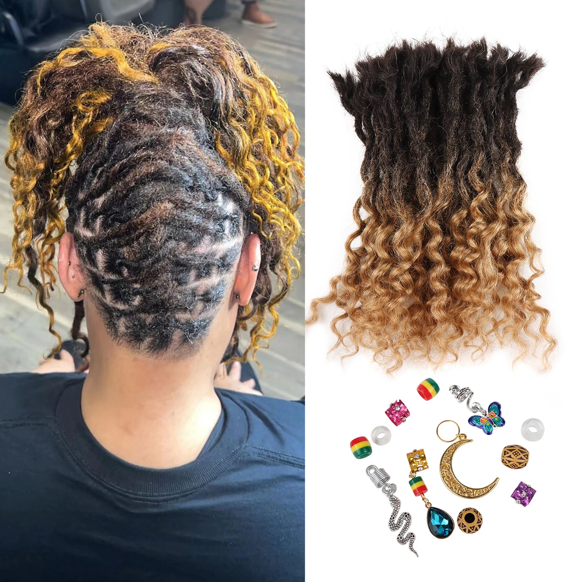 AHVAST 0.4cm 0.6cm 0.8cm Width 100%Human Hair Textured Loc Extension Natural Hair Curly Hair,Full Handmade Permanent Hair