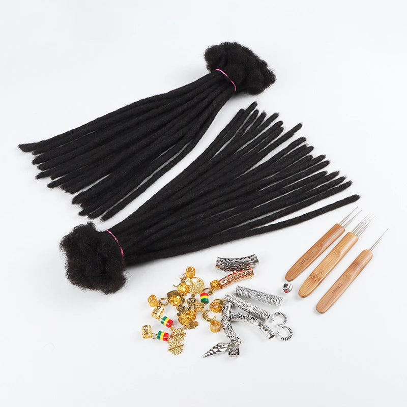 LocsOfLove 0.2cm 0.4cm 0.6cm 0.8cm Dread Locks Crochet Hair 100% Real Human Hair Handmade Micro Dreadlocks Extension For Men Women