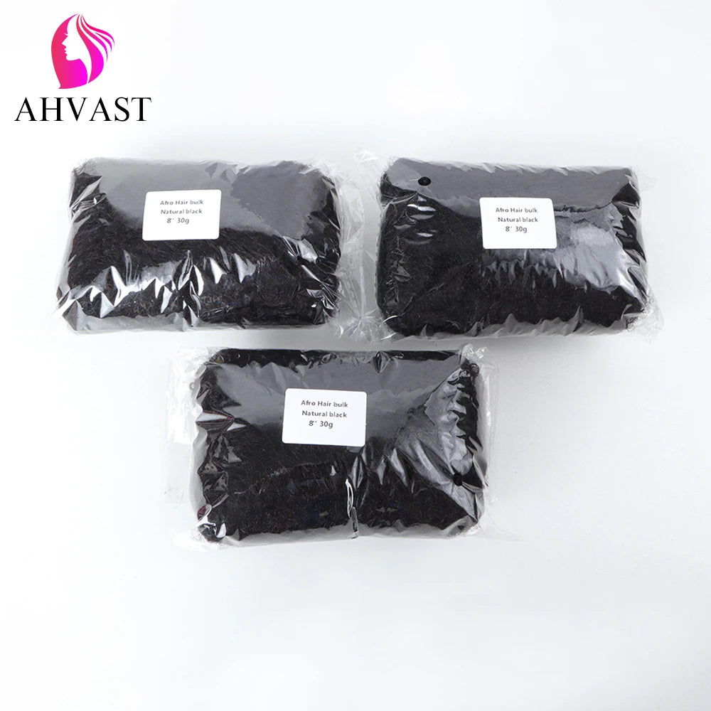 AHVAST Kinky Curly Hair Crochet For Braiding  Afro Kinky Bulk Human Hair Bundles Remy Mongolian Afro Kinky Bulk 30 Gram/Pc