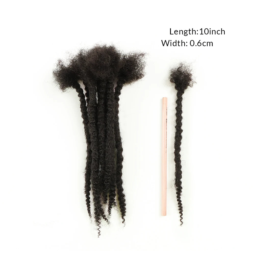 AHVAST 0.4cm 0.6cm 0.8cm Width 100%Human Hair Textured  Loc Extension Natural Hair Curly Hair,Full Handmade Permanent Hair