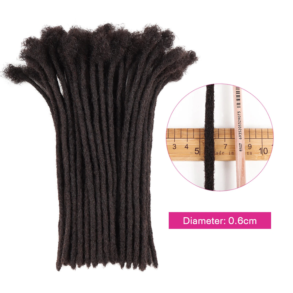 AHVAST 0.2cm 0.4cm 0.6cm 0.8cm  Dread Locks Crochet Hair 100% Real Human Hair Handmade Mirco Dreadlocks Extension For Men Women