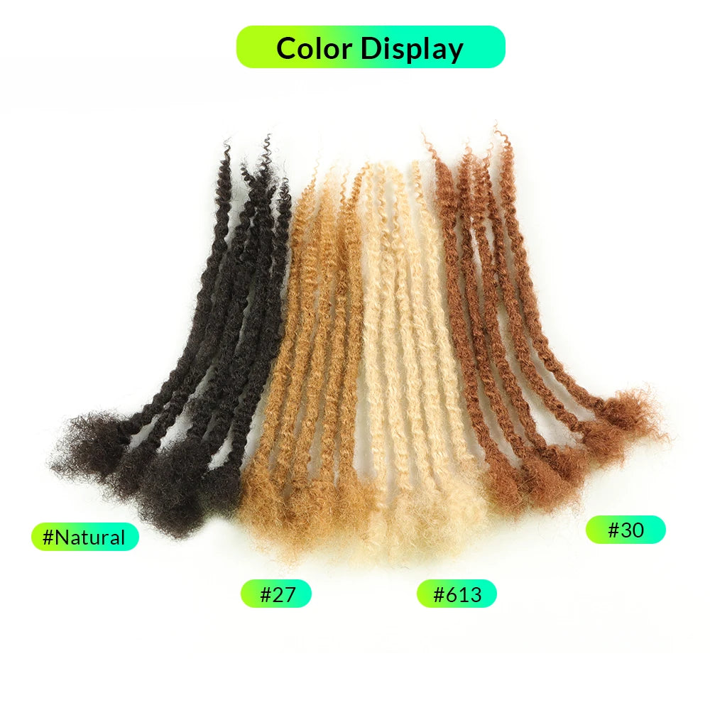 AHVAST Textured Coiled Tips Curly Ends Locs Human Hair Extensions Natural Black Small Size 0.6cm