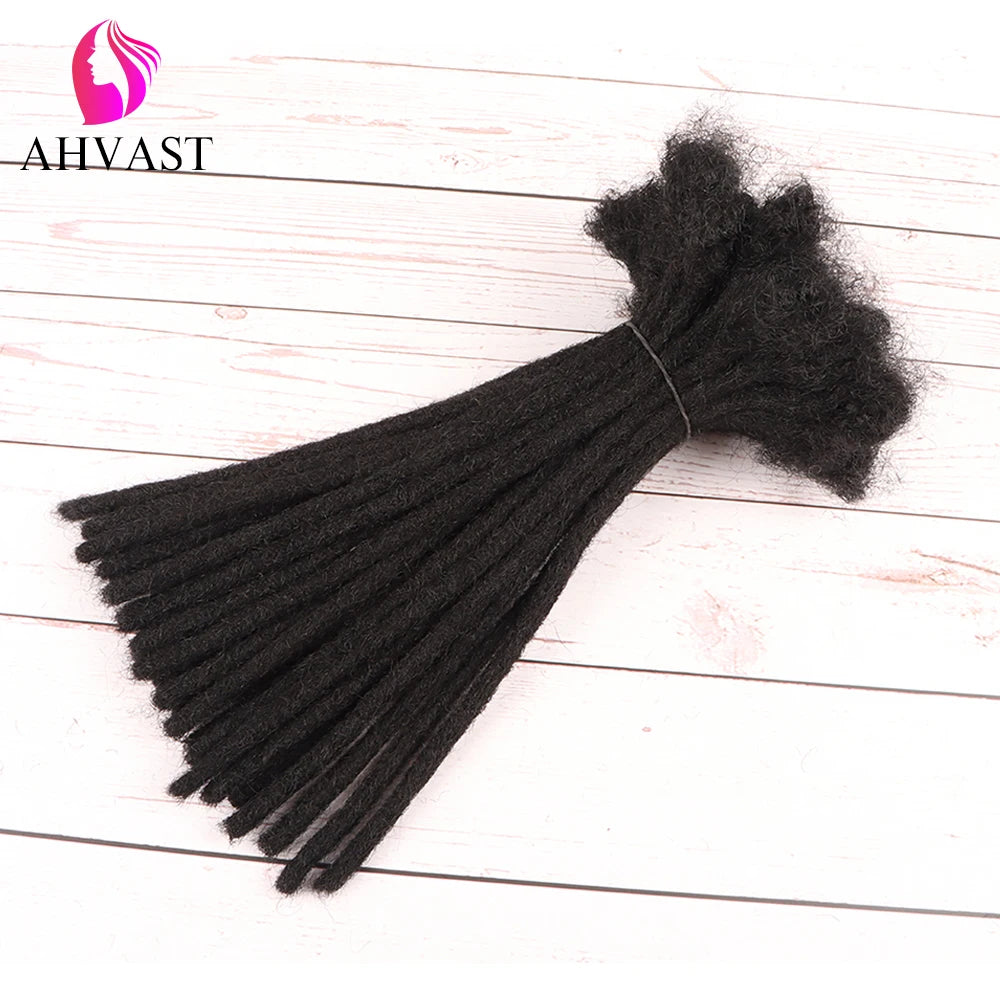 AHVAST 4inch and 6inch Natural black  Color Dreads Extensions 100% Full Handmade Human Hair Soft Dreadlocks 60 Strands