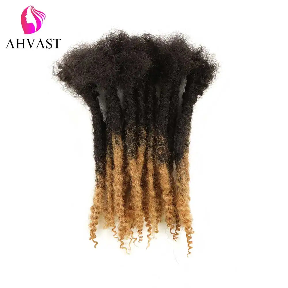 AHVAST 1B/27 Textured Loc Extensions Human Hair Loose End Dreads Locs Crochet Curly Coiled Tips locs 0.6cm