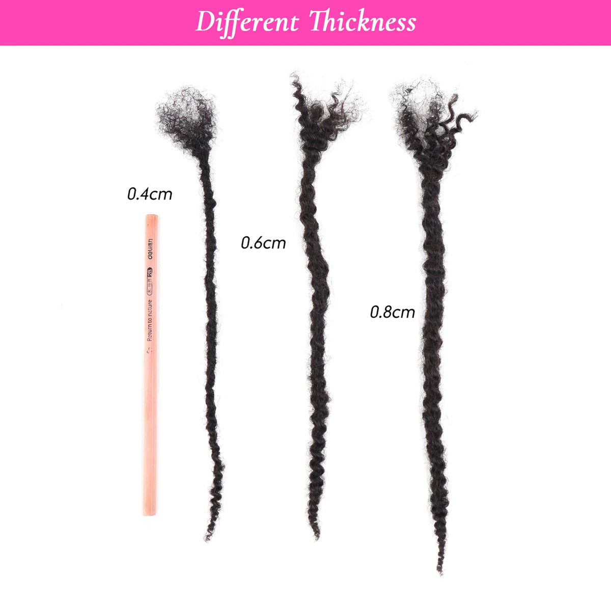 AHVAST Textured Locs 8-30inch 0.4 0.6 and 0.8 Thickness Options 100% Real Human Hair Dreadlock Extensions for Man/Women Handmade