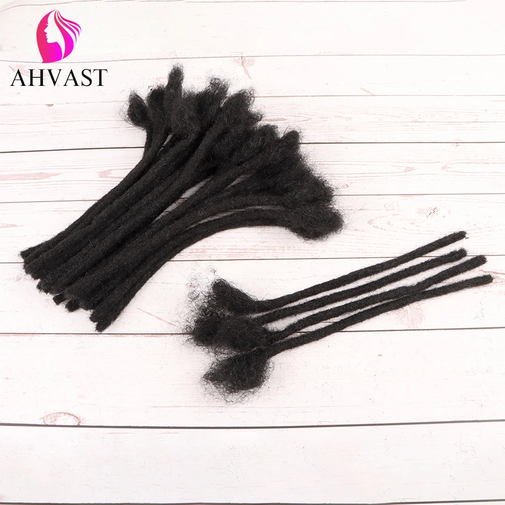 AHVAST Wholesale 60 Strands 100% Human Hair Handmade Crochet Afro Kinky Hair Soft Dreadlocks Extensions 0.4cm 0.6cm 0.8cm