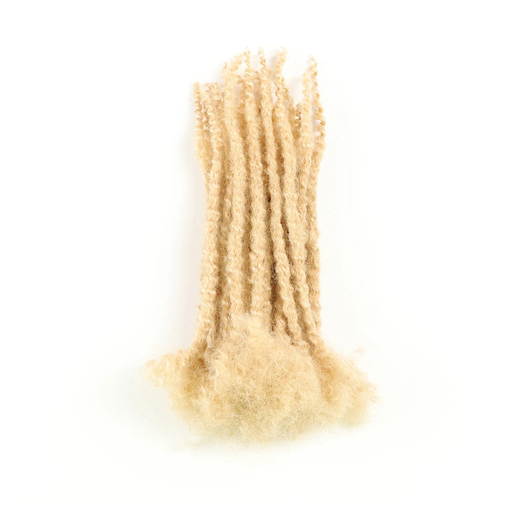 AHVAST 100% Human Hair Curly Ends Locs Texture Locs Dreadlocks Extensions Textured Coiled Tips Locs