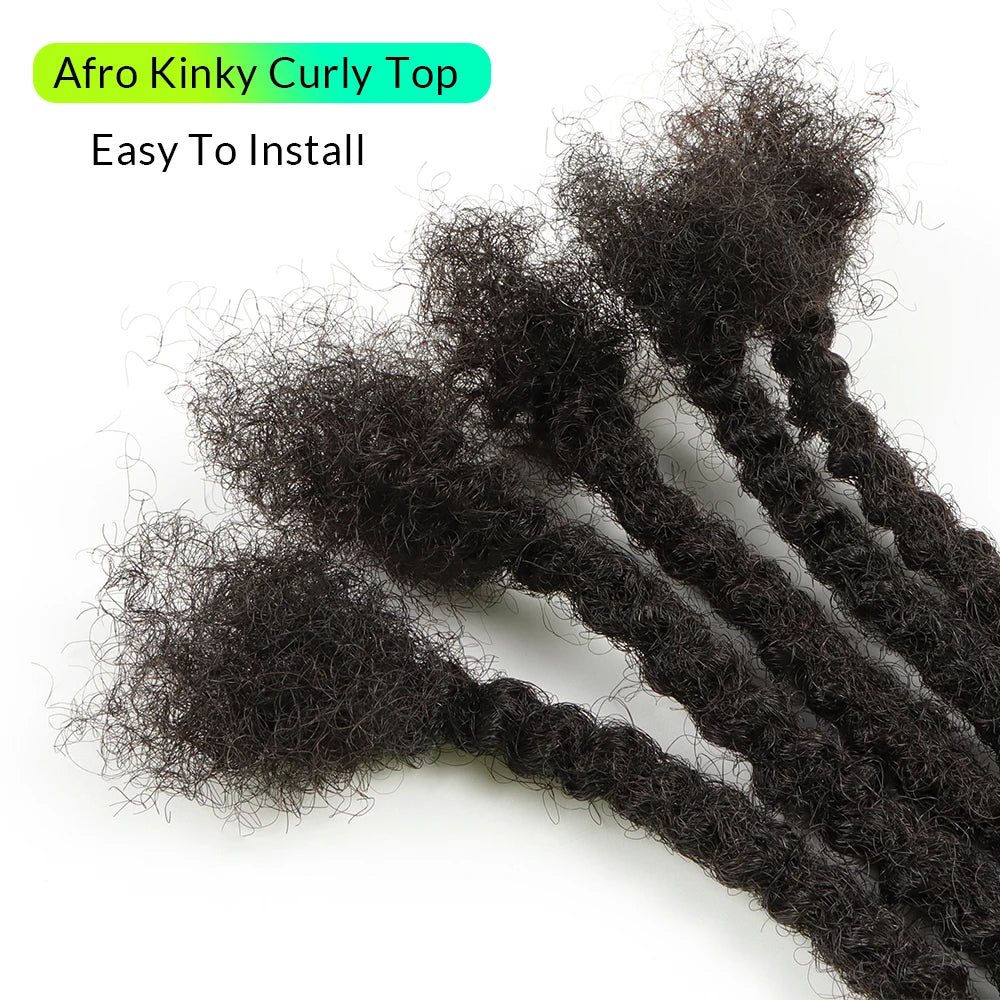 AHVAST 100% Human Hair Curly Ends Locs Texture Locs Dreadlocks Extensions Textured Coiled Tips Locs