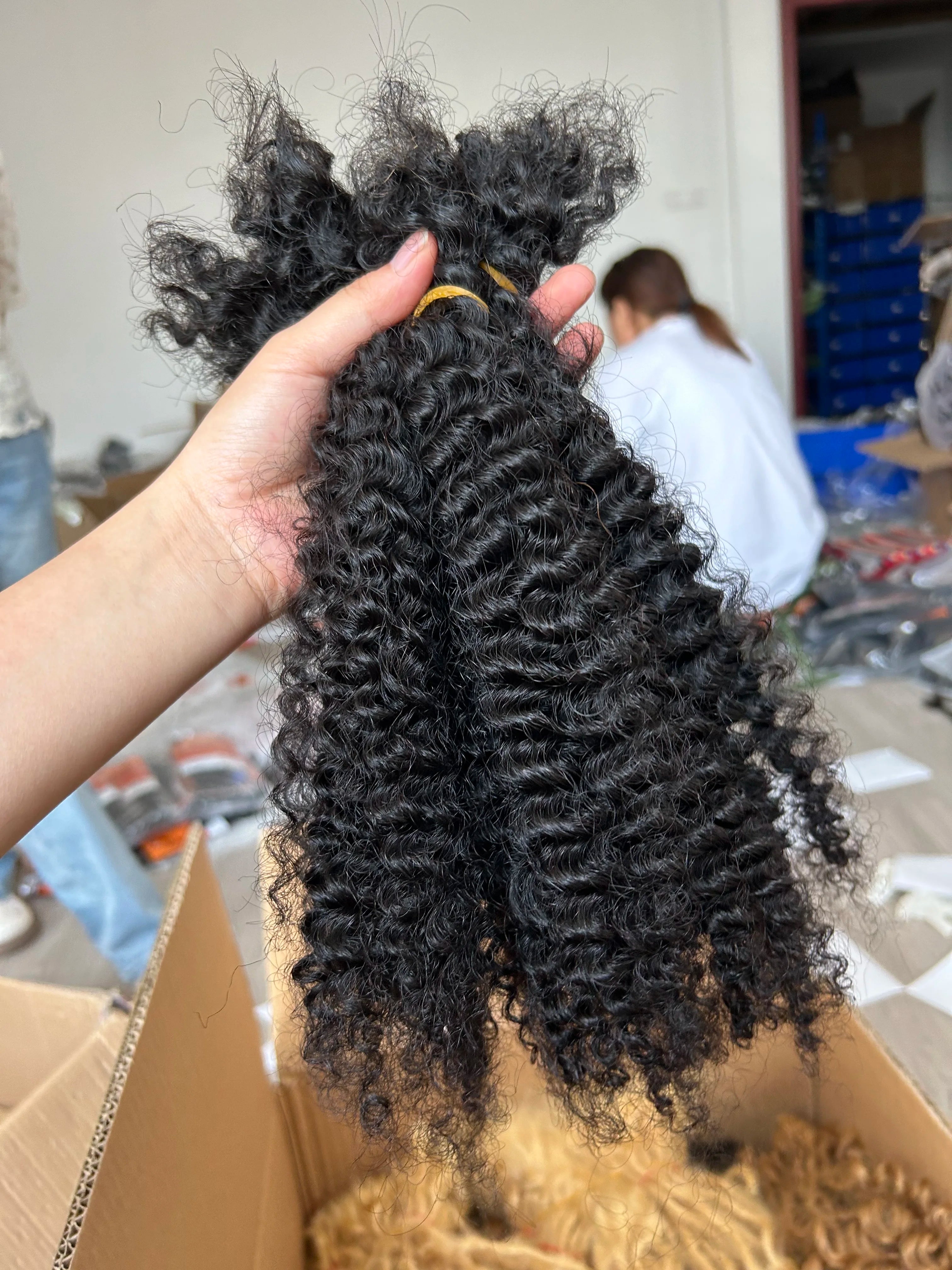 100g Afro Kinky Curly Locks Hair Extensions Microlocs Human Braiding Hair Bulk Hair For Braiding Crochet Braids 4B 4C