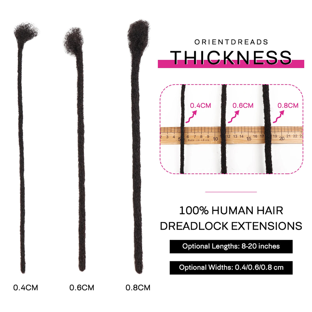 AHVAST 0.2cm 0.4cm 0.6cm 0.8cm  Dread Locks Crochet Hair 100% Real Human Hair Handmade Mirco Dreadlocks Extension For Men Women