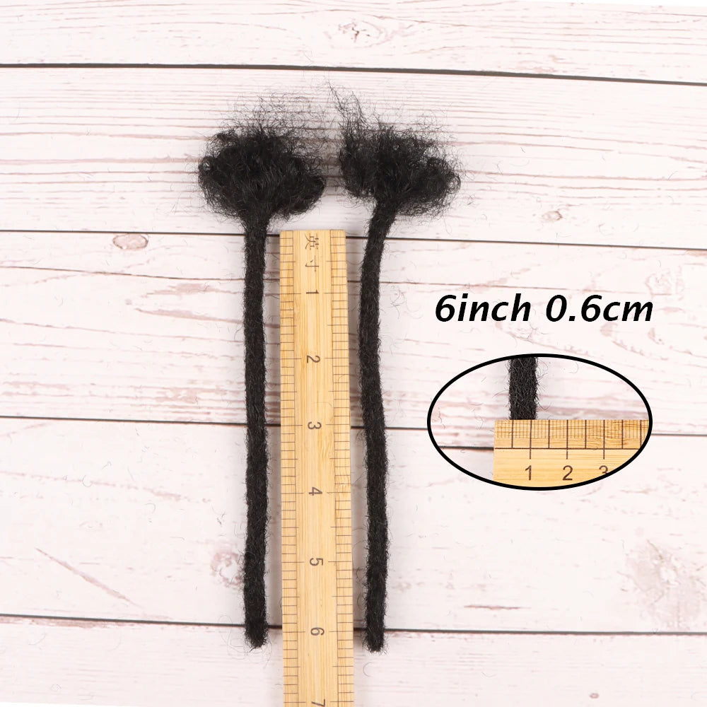 AHVAST 4inch and 6inch Natural black  Color Dreads Extensions 100% Full Handmade Human Hair Soft Dreadlocks 60 Strands