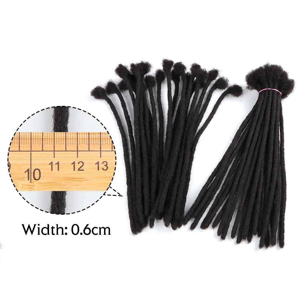 VAST 0.6cm 20/40/60 Strands 100% Human Hair Afro Kinky Dreadlock Extensions for Women Full Head Handmade Human Locs Extension