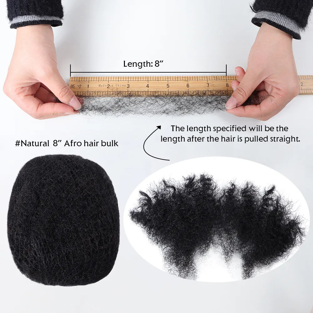 Vast Wholesale Tight Afro Kinky Hair Bulk 100% Human  For DreadLocks Off Black  8 inch 30grams