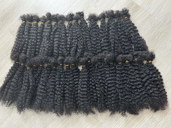 Afro Kinky Curly Locks Hair Extensions Microlocs Human Braiding Hair Bulk Hair For Braiding Natural Black Crochet Braids 4B 4C
