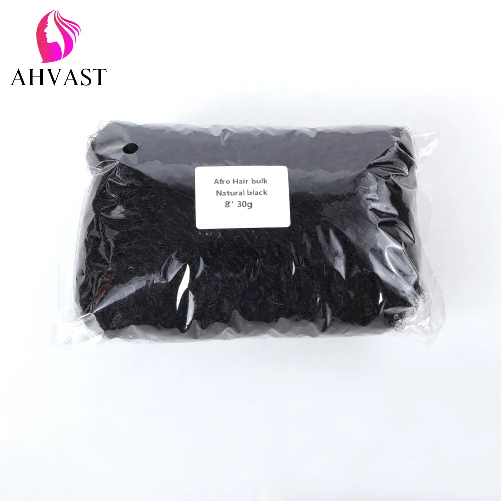 AHVAST Brazilian Remy Hair Afro kinky Curly Bulk Human Hair For Locs 30g/pack Natural Black Color Braids Hair No Wef