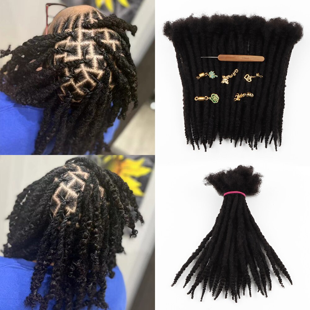New Arrivals Human Hair Soft Textured Curly Ends Handmade Dreadlock Extensions