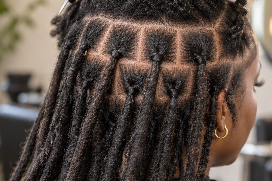 Loc restoration with clean grid parting and reattached locs